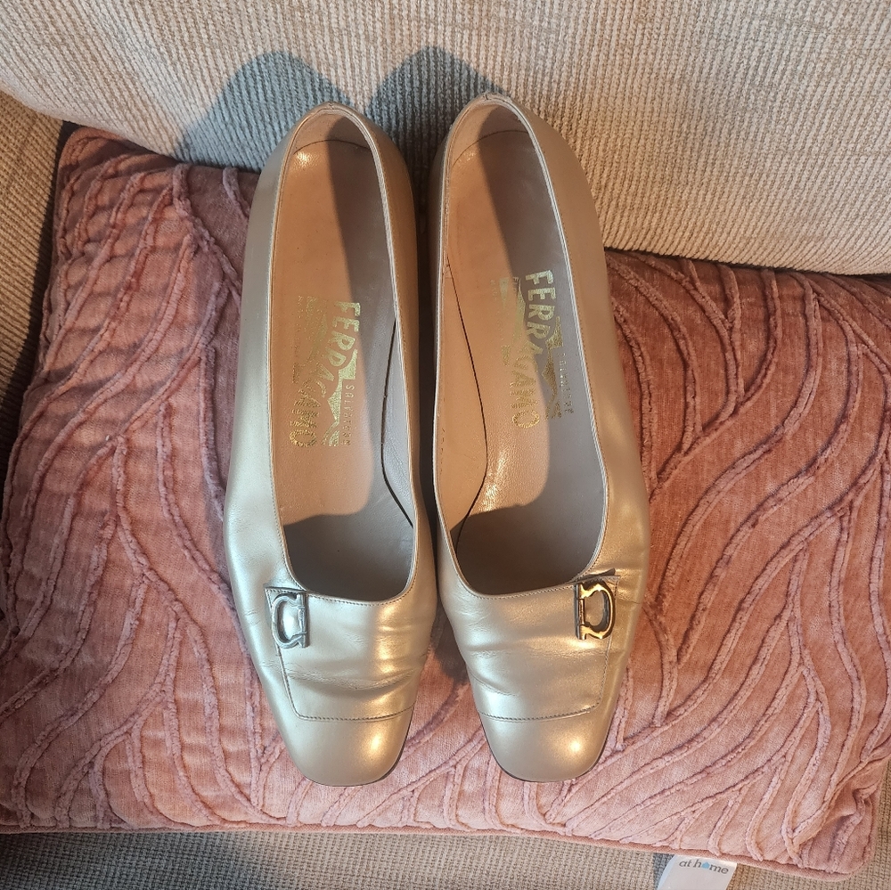 Salvatore Ferragamo Women's Gold Loafers